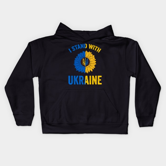 Support Ukraine Sunflower Ukrainian Flag Heart Kids Hoodie by DUC3a7